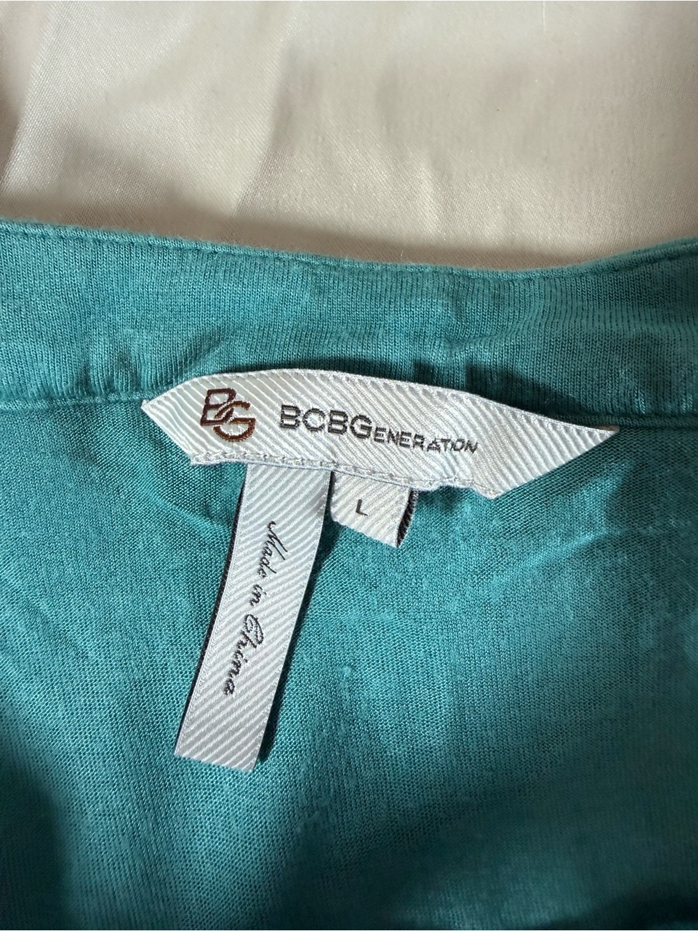 BCBGeneration Teal Ruffle-Front Blouse - Picture 6 of 8